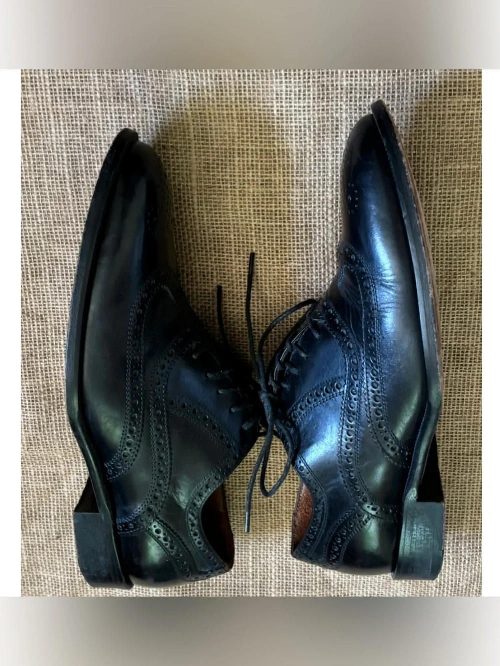 Bostonian Black Leather Wingtip Oxfords Shoes Sz 9 M Made In Italy AS IS READ